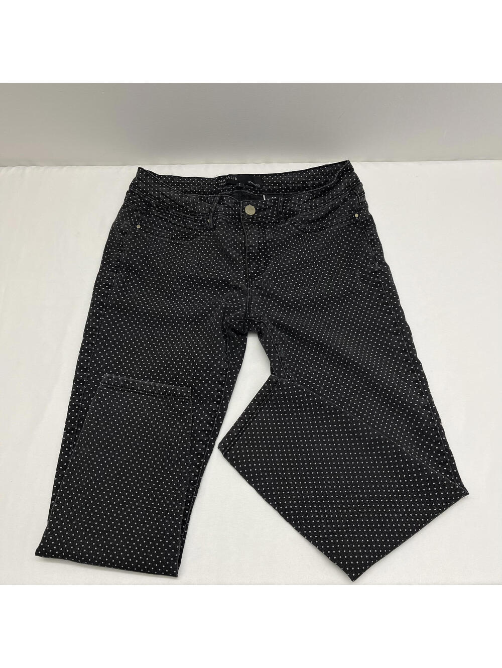 Y2K RW&CO Nathalie Black White Polka Dot Low Rise Skinny Capris Jeans Sz S